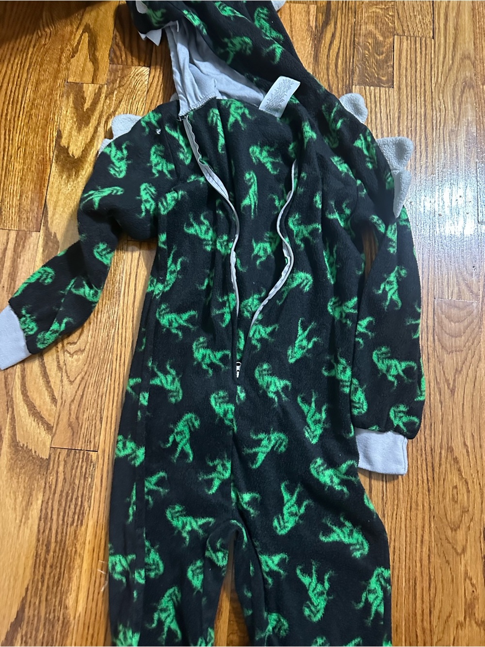 Unbranded Black & Green Dinosaur Hooded Kids Pajama Set